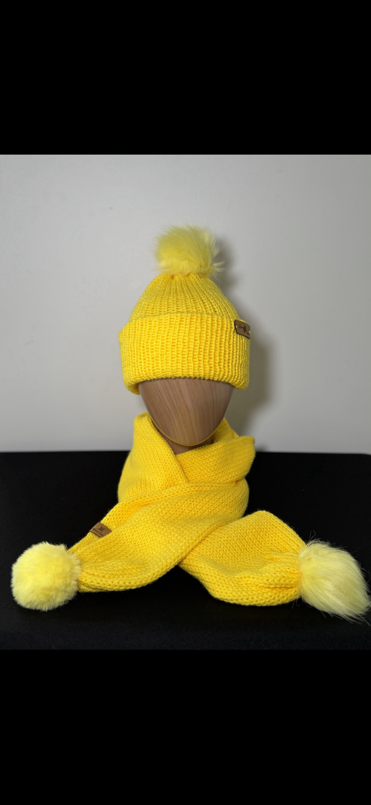 Yellow Pom Scarf and Hat Set Child