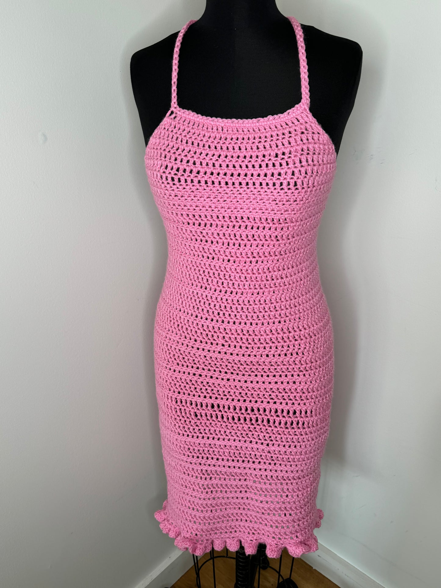 Baby Pink Ruffle Halter Dress